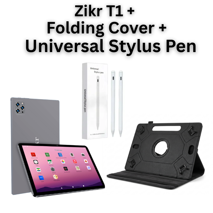 Zikr T1+ Folding Cover + Universal Stylus Pen